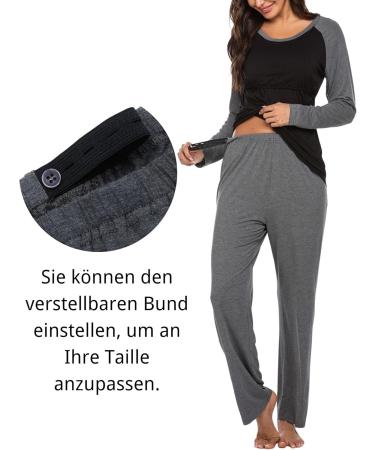 Ekouaer Women's Nursing Pyjamas Set - Long Sleeve Modal Maternity Pajamas - Winter Maternity Fashion - XXL Grey - Buy Online on GoSupps.com