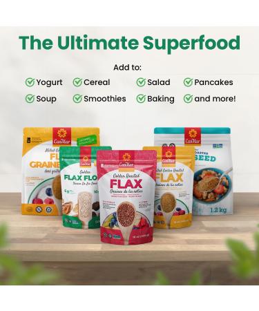 CanMar Golden Roasted Whole Flax Seed (425g) Non-GMO Flax Seeds - Gluten Free & Vegan - Flaxseed with Omega-3 Fiber - Golden Flax Seeds Linseed - Flax Seeds Whole - Buy Online on GoSupps.com