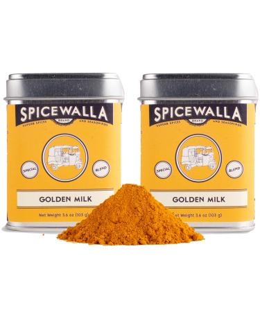 Spicewalla Golden Milk Powder 3.6 oz 2 Pack - Cinnamon, Ginger, Turmeric Drink Tea or Latte Mix 3.6 Ounce (Pack of 2)