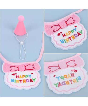 Kaket Cat Birthday Outfit Puppy Birthday Bib Small Dog Birthday Party Hat Dog Birthday Bandana Pet Birthday Accessories (Pink) - Buy Online on GoSupps.com