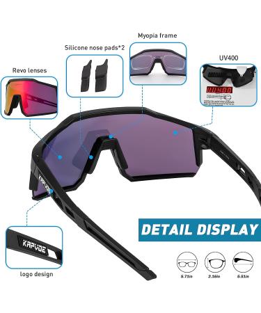 KAPVOE Polarized Cycling Glasses with 4 Interchangeable Lenses | TR90 Sports Sunglasses for Men and Women - Running Sunglasses 01 - Buy Online on GoSupps.com