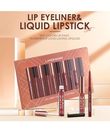 12 PCs Lip Cosmetics Set - Waterproof & Long-Lasting Liquid Lipsticks & Lipsticks for Flawless Lips - Buy Online on GoSupps.com