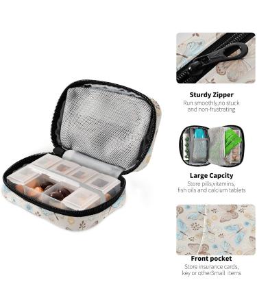 Buy Pfrewn 7-Day Pill Organizer Case - Retro Butterflies & Flowers Travel Pill Box Portable Vitamin Holder - Best Supplement Organizer - Buy Online on GoSupps.com