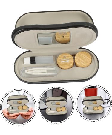 Buy Buguuyo Double Usage Glasses Case - Leather & Wood Grain Travel Bag for Glasses & Contact Lenses | 15.8x7.4cm - Buy Online on GoSupps.com