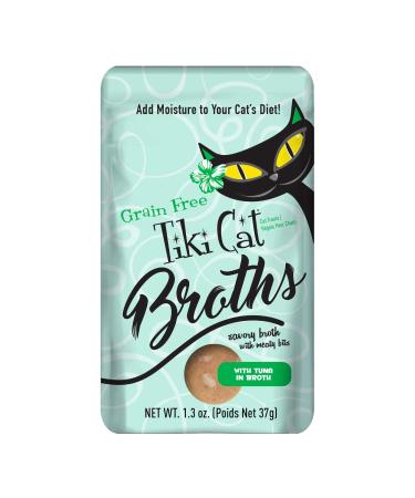 Tiki Cat Savory Broth, Grain Free Lickable Wet Food Treat, Add Moisture & Boost Flavor, 12 pouches Tuna