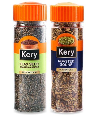 Kery Diet Roasted Flax Seeds Alsi & Roasted Saunf 2 Bottles 170g (Mukhwas Mouth Fresheners)_Packing May Vary
