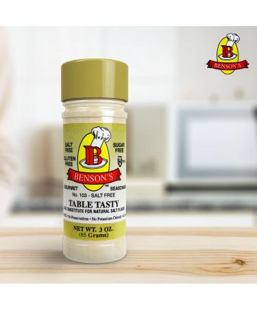 Bensons Table Tasty Salt Substitute - No Potassium Chloride, No Sodium Alternative - 6-Pack Plastic Bottles (3 oz each) - Buy Online on GoSupps.com