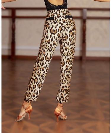 SCGGINTTANZ G4034 Latin Dance Professional Tightened Cuff Pants - Leopard Large - Buy Online on GoSupps.com