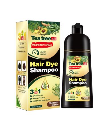Herbal Instant Hair Color Shampoo - 100% Gray Coverage - Ammonia-Free | Brown for Men and Women | 3-in-1 Fast and Lasting Bubbles Hair Dye Shampoo