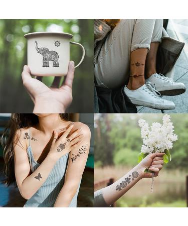 Aresvns Black Henna Tattoos | Fashion Women Henna Stickers | Waterproof Body Art Stickers - Christmas Gift - Buy Online on GoSupps.com