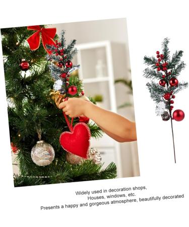 ABOOFAN 2Pcs christmas tree picks fake plant decorate decorative items Berry pine cone fruit plant flower branch nativity decor Jesus decorations crafts filler holly flowers - Buy Online on GoSupps.com