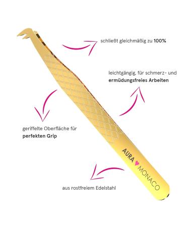Aura Monaco Eyelash Tweezers - Precision Curved Tools for Volume Extensions | Professional Premium Lash Care - Buy Online on GoSupps.com