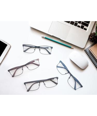 MODFANS 4 Pack Reading Glasses for Men - Blue Light Filter Metal Frame Rectangle Style Stainless Steel +2.50 - International Shipping Available - Buy Online on GoSupps.com