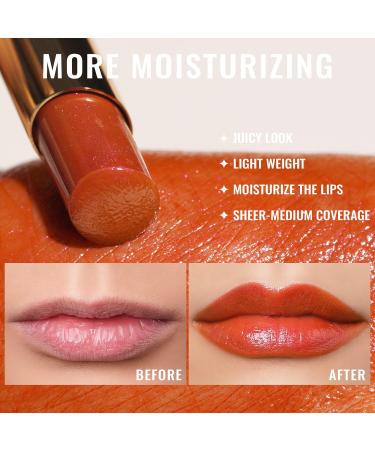 Oulac Moisture Shine Lipstick Red Copper - 2 in 1 Lipstick & Lip Balm for Hydrating Smooth Lips - Vegan Formula - 2.2g/0.07oz (S01) - Buy Online on GoSupps.com