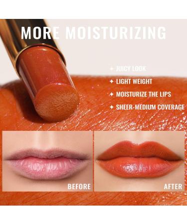 Oulac 2-in-1 Shimmering Lipstick & Lip Balm - Vegan Copper Lip Care for Hydrated Juicy Lips | Shine & Repair Dry Cracked Lips (S01) - Buy Online on GoSupps.com