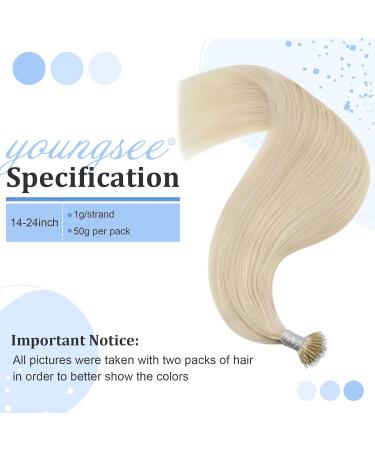 Youngsee Nano Ring Extensions - Real Hair Blond 60 cm | Platinum Blonde Nano Extensions - Smooth & Long 50g | #60A Nano Hair Extensions - Buy Online on GoSupps.com