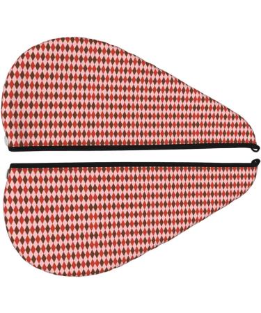 Hair Towel Wrap - Quick Drying Turban for Fast Hair Drying - Button Closure | Red and Brown Squares - Buy Online on GoSupps.com