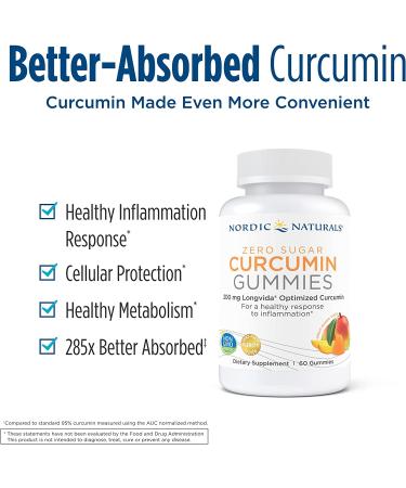 Nordic Naturals Curcumin Gummies â€“ 200mg Mango Flavor, 60 Gummies for Joint and Immune Support - Buy Online on GoSupps.com