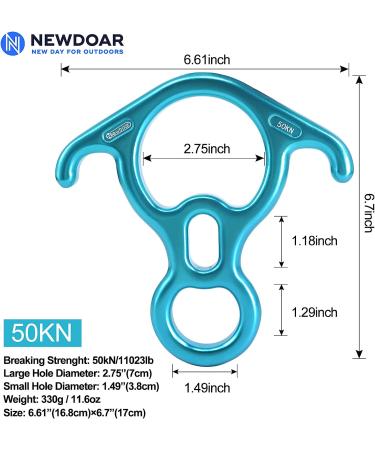 NewDoar 50KN 11000 LBF Rescue Figure 8 Descender Large Bent-Ear Belaying and Rappelling Gear Belay Device for Rock Climbing  Aerial Dance Ziplining and Peak Rescue 7075 Aluminum Alloy Blue - Buy Online on GoSupps.com
