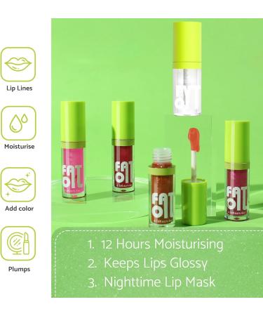 Xumann 5PCS Fat Lip Oil Set Non-Sticky Oil Lip Moisturizing Lip Oils Long Lasting for Girls Women - Buy Online on GoSupps.com