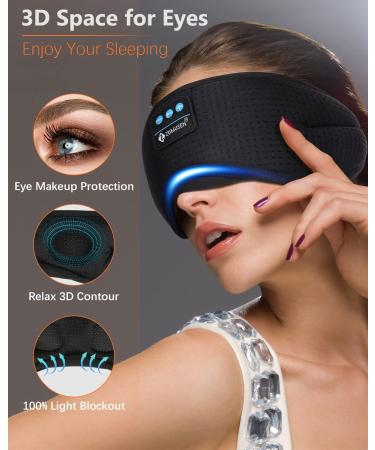 Bluetooth 5.2 Sleep Headphones with White Noise & 3D Breathable Eye Mask - Timer & Wireless, Perfect for Side Sleepers, Travel, Meditation - Cool Gadgets for Men and Women - Buy Online on GoSupps.com
