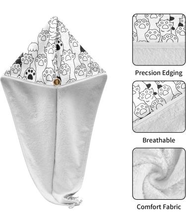 Hand Painted Paws Dry Hair Cap Set | 2-Piece Quick-Drying Towel & Button Headband | Super Absorbent & Soft Comfort | International Shipping Available - Buy Online on GoSupps.com