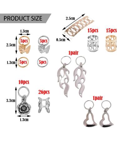 BDSHUNBF 90 Pieces Hair Beads Hair Jewelry Hair Accessories Hair Cuffs Dreadlocks Hair Beads Hair Rings for Braids Decorations Gril Women Men Hip Hop Braiding Hair - Buy Online on GoSupps.com