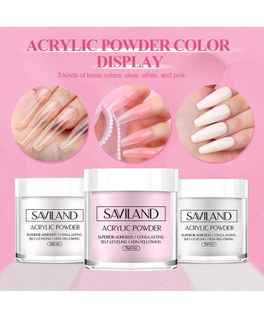SAVILAND Acrylic Nail Kit with Mini Nail Lamp Professional Acrylic Powder & Liquid Set for DIY Nail Extension Clear White Pink - Perfect for Beginners - Buy Online on GoSupps.com