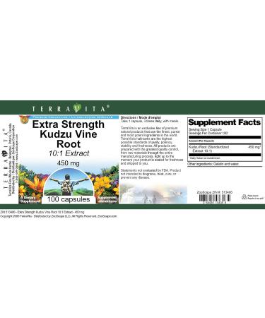 Extra Strength Kudzu Vine Root 10:1 Extract - 450 mg (100 Capsules ZIN: 513406) - 3 Pack - Buy Online on GoSupps.com