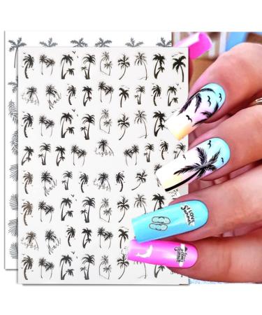 Summer Coconut Tree Nail Stickers Palm Tree Leaf Designer Nail Decals for Summer Nails Art Decorations Supplies 3D Self-Adhesive Black Gray Tropical Style Summer Nail Art Stickers for Women  6Sheets 6pcs 3d Sticker - Buy Online on GoSupps.com