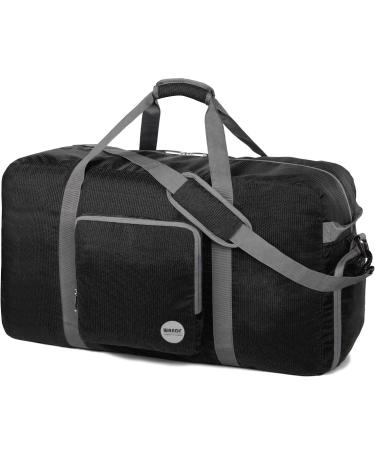 Foldable Duffle Bag 24" 28" 32" 36" 60L 80L 100L 120L for Travel Gym Sports Lightweight Luggage Duffel By WANDF Black 36 inches (120 Liter)