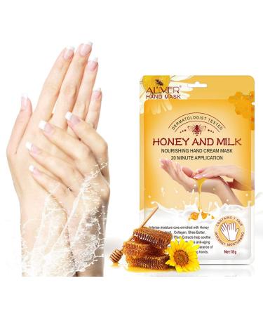 Hand Mask Gloves 3pcs Honey and Milk Hand Masks for Dry Hands Natural moisturizing hand gloves mask Hydrating Exfoliating Nourish Skin for Men Women