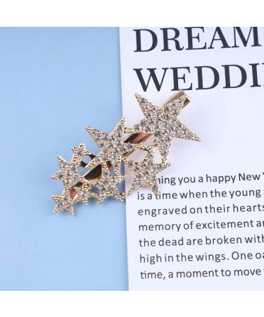 Inilbran Wedding Rhinestone Star Hair Barrette Vintage Crystal Star Hair Barrette Gold Cz Crystal Hair Pin Decorative Paved Cz Star Head Clip - Buy Online on GoSupps.com