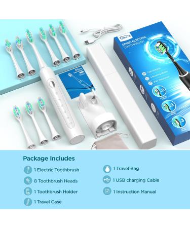 Buy Sonic Electric Toothbrush for Adults - 8 Brush Heads 60-Day Battery 5 Modes & Timer | White Electric Toothbrush - Buy Online on GoSupps.com