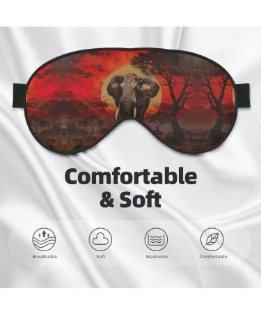 SSIMOO Elephant Sunset Print Eye Mask - Ultra-Soft Light-Blocking Design for Optimal Comfort & Restful Sleep - Black - Buy Online on GoSupps.com