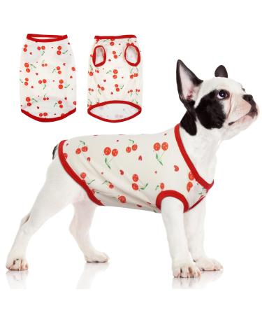 Hjumarayan dog sweaters Small dogs dog shirts for small dogs thin chihuahua sweater soft breathable dog shirt for chihuahua yorkshire terrier (white cherry s) s cherry red