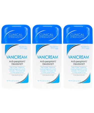 Vanicream Anti-Perspirant - Deodorant Clinical Strength For Sensitive Skin 2.25 Oz Pack of 3 2.25 Ounce (Pack of 3)