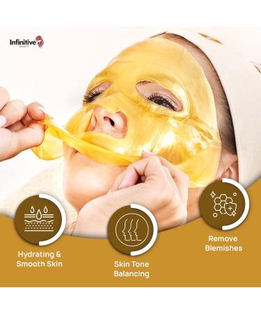 Infinitive Beauty Collagen Face Masks Gold Face Mask Hydrates Rejuvenates & Moisturises Skin (x10) - Buy Online on GoSupps.com