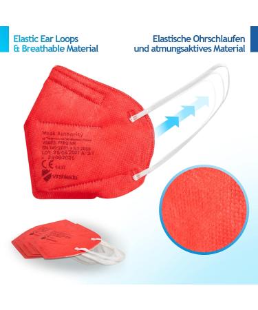 Buy Virshields FFP2 Face Mask - EN 149 Certified 5-Layer Protection PFE 94% VFE 99.99% Available in Red & Other Colors - Bulk Packs from EU - Buy Online on GoSupps.com