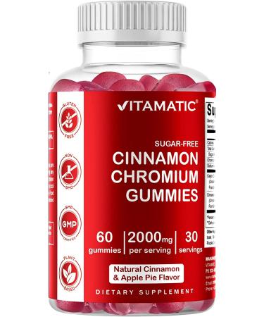 2 Pack Vitamatic Sugar Free Chromium Gummies with Ceylon Cinnamon - 120 Vegan Gummies - Non-GMO & Gluten Free - Buy Online on GoSupps.com