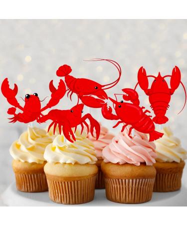 Lobster Cupcake Toppers 24Pcs Crawfish Cupcake Picks Crawfish Birthday Party Decorations Red Lobster Cake Picks for Under The Sea Baby Shower Supplies - Buy Online on GoSupps.com