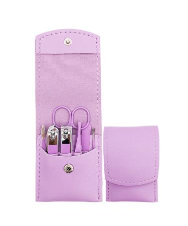 Nail Clipper Set 7PCS Manicure Set Fingernail Clippers Kit Fashion Color Purple Stainless Steel Pedicure and Manicure Kit with Purple PU Leather Case Purple 7PCS