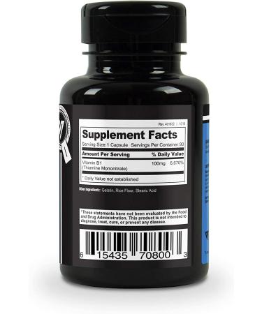 VitaDirect Premium Vitamin B1 Thiamine Supplement - 100mg 90 Capsules - Buy Online on GoSupps.com
