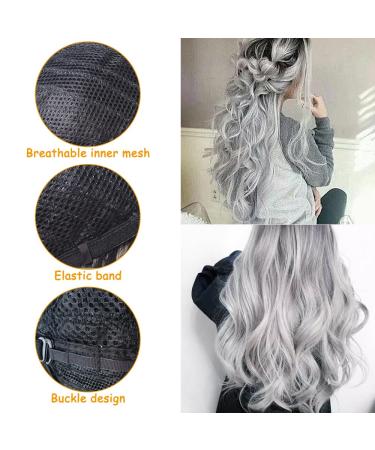 Fengq Women s Ombre Gray Curly Wig - Long Silver Gray Synthetic Hair for Carnival & Everyday Wear - Buy Online on GoSupps.com