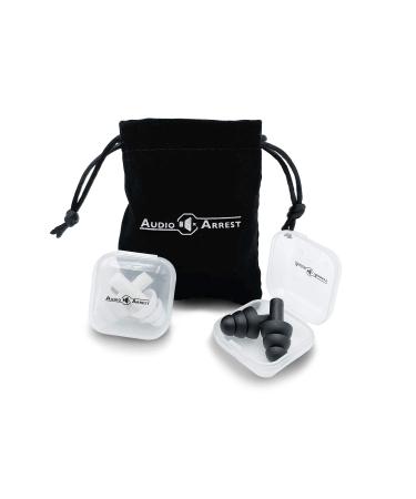 AudioArrest Reusable Silicone Earplugs with Travel Bag - Sleeping  Swimming  Concerts  Shooting  Noise Reduction  Travel  Studying - 2 Pair with Bonus Velvet Travel Bag- Waterproof - Ultra-Comfortable Earbud