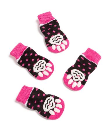 Harfkoko Pet Heroic Anti-Slip Knit Dog Socks&Cat Socks with Rubber Reinforcement, Anti-Slip Knit Dog Paw Protector&Cat Paw Protector for Indoor Wear, Suitable for Small&Medium&Large Dogs&Cats Dot pink S