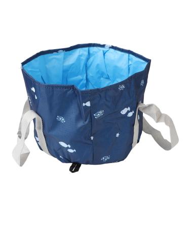 Portable Waterproof Collapsible Foot Bath Tub High Temperature Resistance Multi Purpose with Water Based Printing Sturdy Handle for Travel Picnic Camping (Navy Whale)