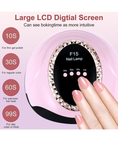 168W UV LED Nail Lamp - Fast Curing Gel Polish Dryer with 60 Beads, 4 Timer Settings, Professional Nail Light for Salon Quality Results - Pink - Buy Online on GoSupps.com