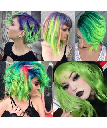 12 Pcs Green Colorful Clip-In Hair Extensions - 22 inch Synthetic Straight Hair for Kids, Girls, Women - Buy Online on GoSupps.com