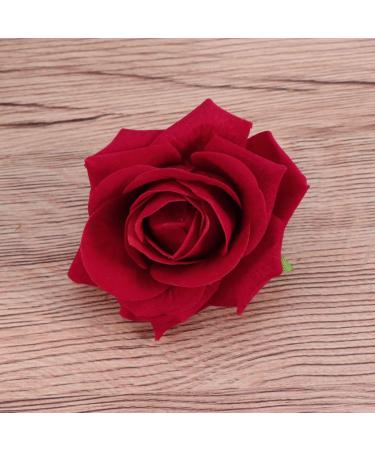 Red Rose Hair Clip Flower Hair Pin Fascinator Artificial Flower Brooch Hairpins Large Rose Red Hair Barrette for Women Girls - Buy Online on GoSupps.com